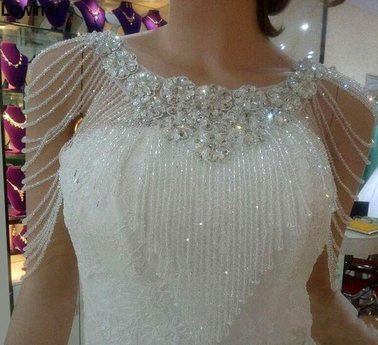 Luxury Bridal Bolero Shawl Evening Wrap Beaded Crystal Embellishments Wedding
