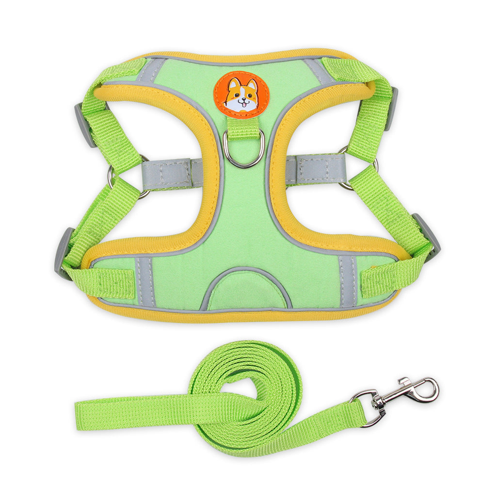 Reflective Dog Harness & Leash Set Soft Adjustable Fit Vest Small Dogs Pets