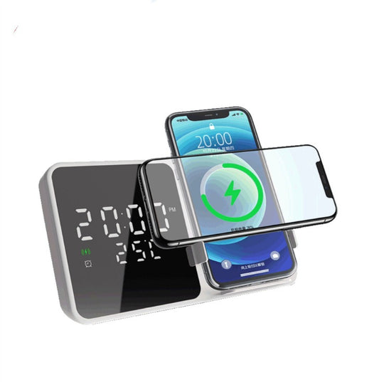 15w Wireless Charging Phone Stand Alarm Clock Temperature Display Black Or White
