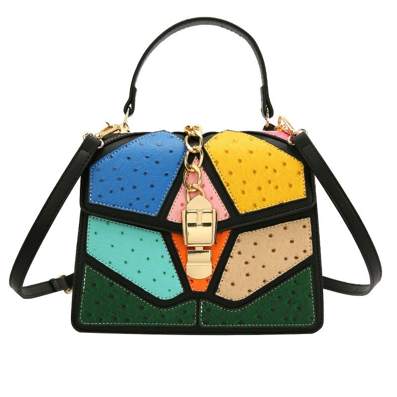 Small Square Bag Women's Handbag Single Shoulder Leather Gold Tone Buckle