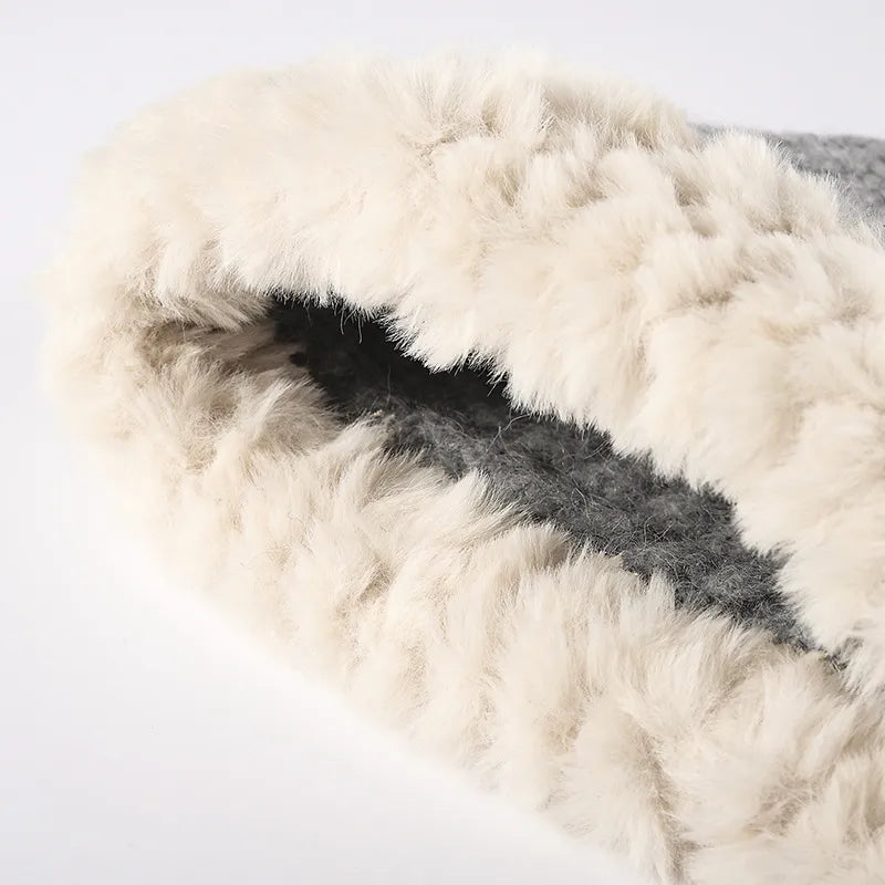Winter Warm Faux Fur Knit Bucket Hat Adjustable Casual Headgear Snug Comfort