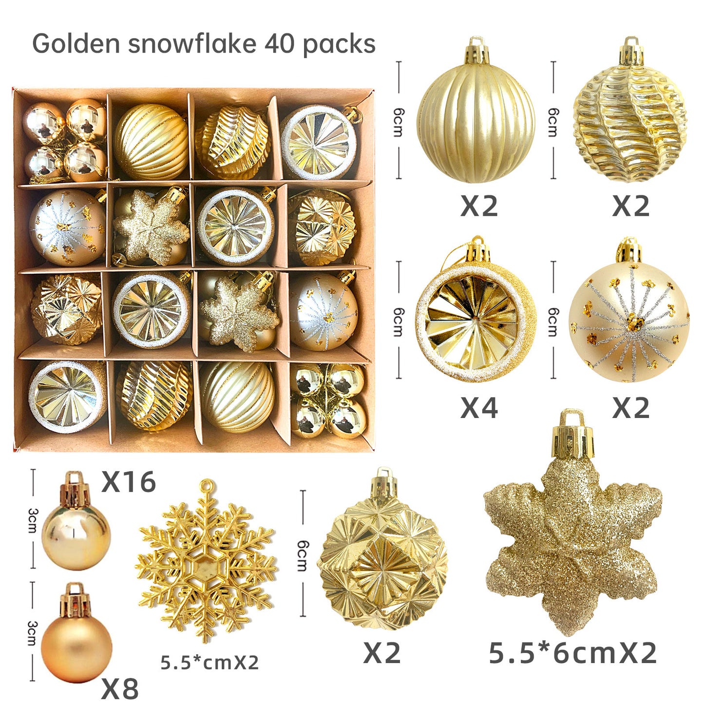 Christmas Tree Ornament Set Premium Bulk Pack Collection Assorted Designs Xmas