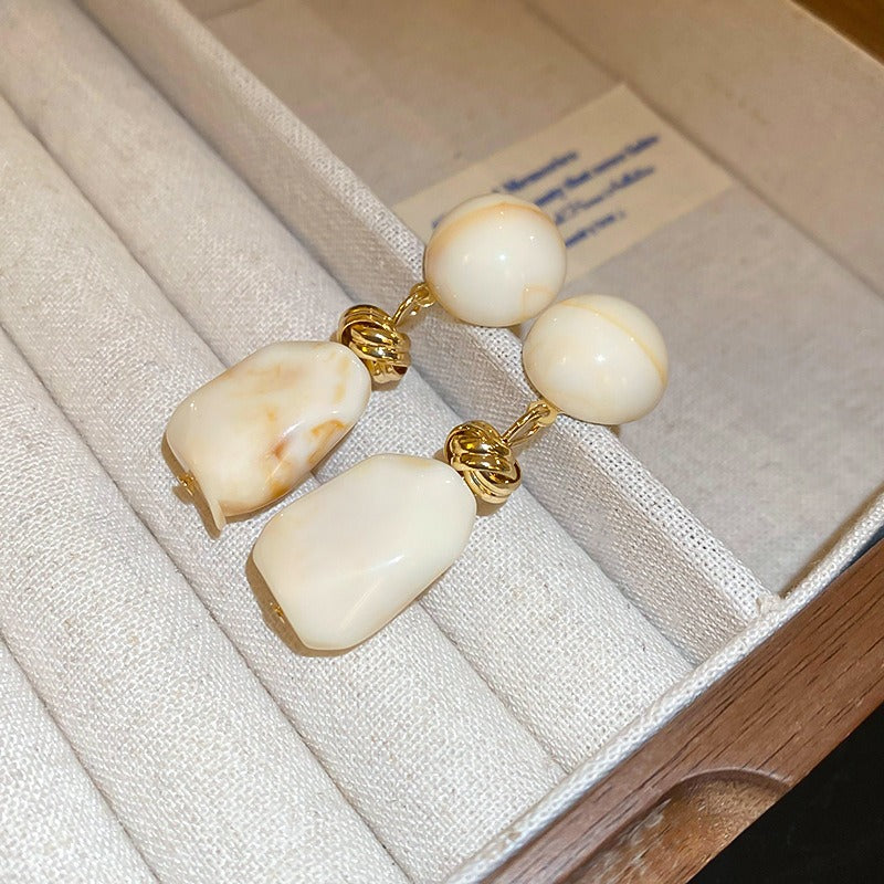 Gold Tone Resin Drop Dangle Earrings Retro Style Jewellery for Women