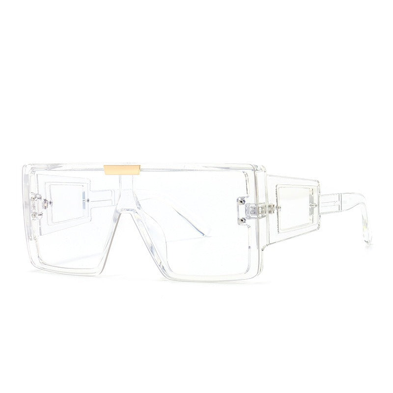 Large Frame Sunglasses with Widened Legs and Patch Design for UV400 Protection