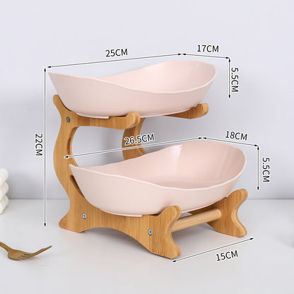 Bamboo Multi-Level Kitchen Fruit Storage Ventilated Countertop Organizer Stand