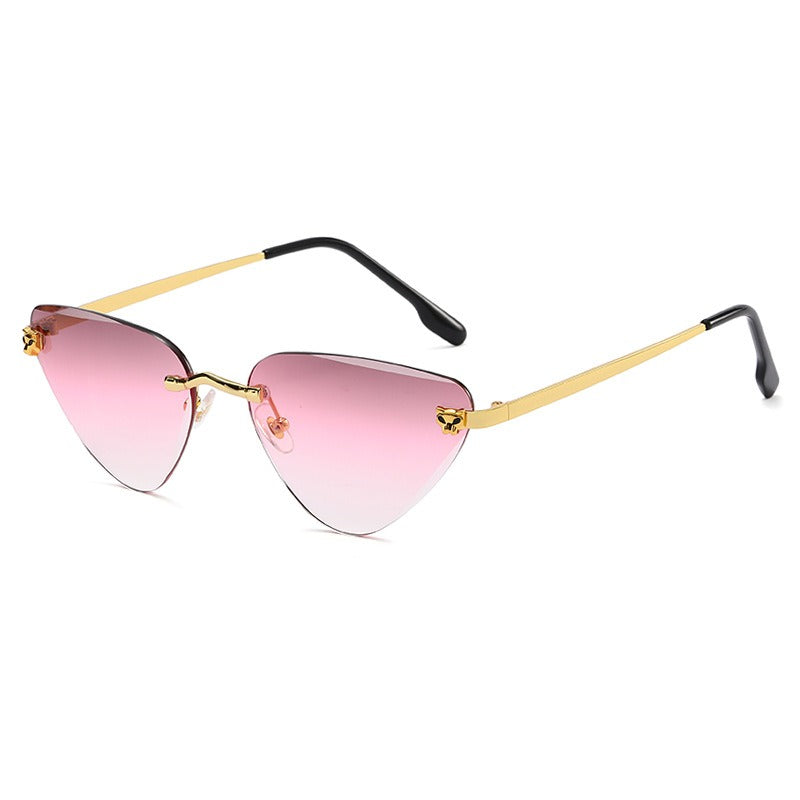 Women's Rimless Cutaway Sunglasses with UV400 Protection and Lightweight Design