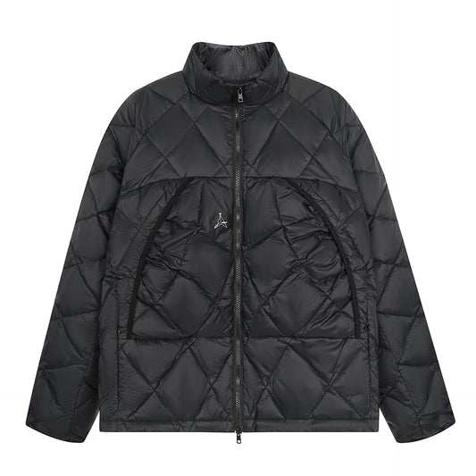 Unisex Vintage Duck Down Jacket with Loose Fit, Stand Collar, and Zipper Closure