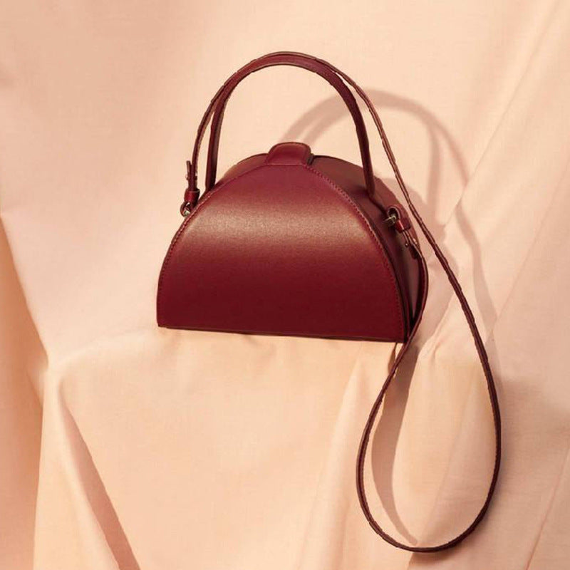 Compact Trendy Women's Half-Circle Leather Handbag Crossbody Bag Daily