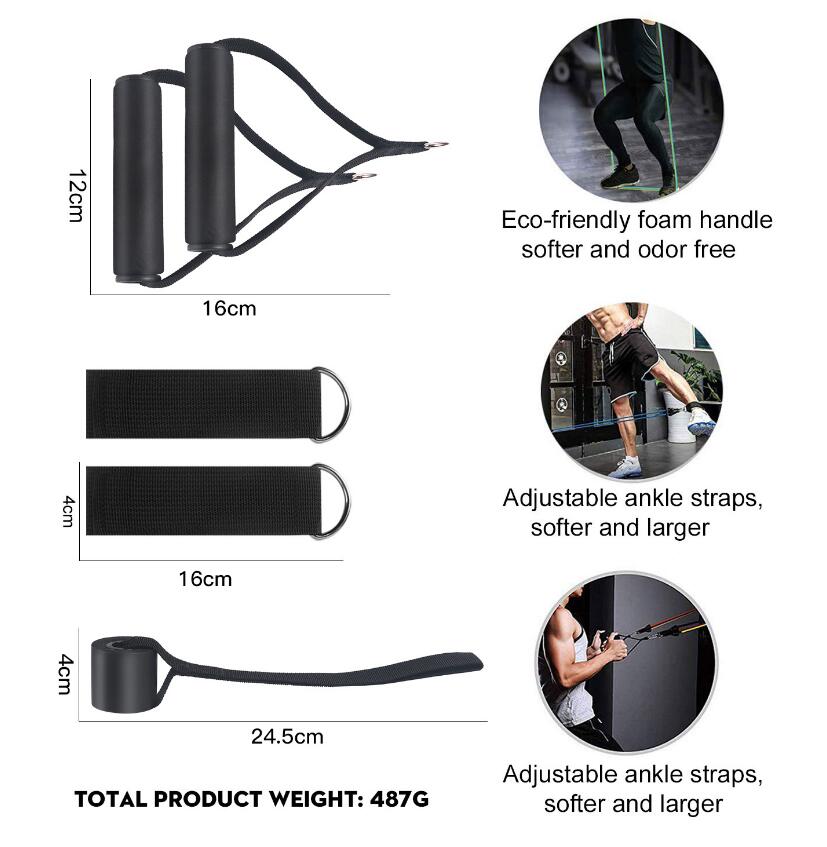 11-Piece Resistance Band Set Multi-Level Home Gym TPR Exercise Kit Lightweight
