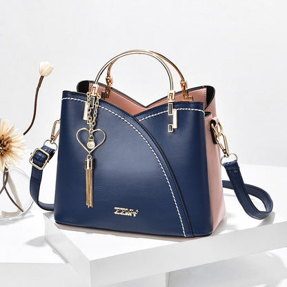 Korean Style Colour Block Trendy Women Handbag Spacious Large Storage Capacity