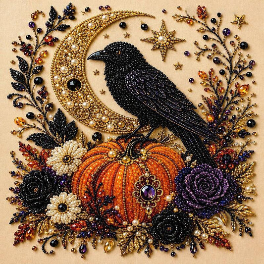 Diamond Art Kit Full Drill Halloween Ghost Crow Cat Pumpkin Skull Wall Decor