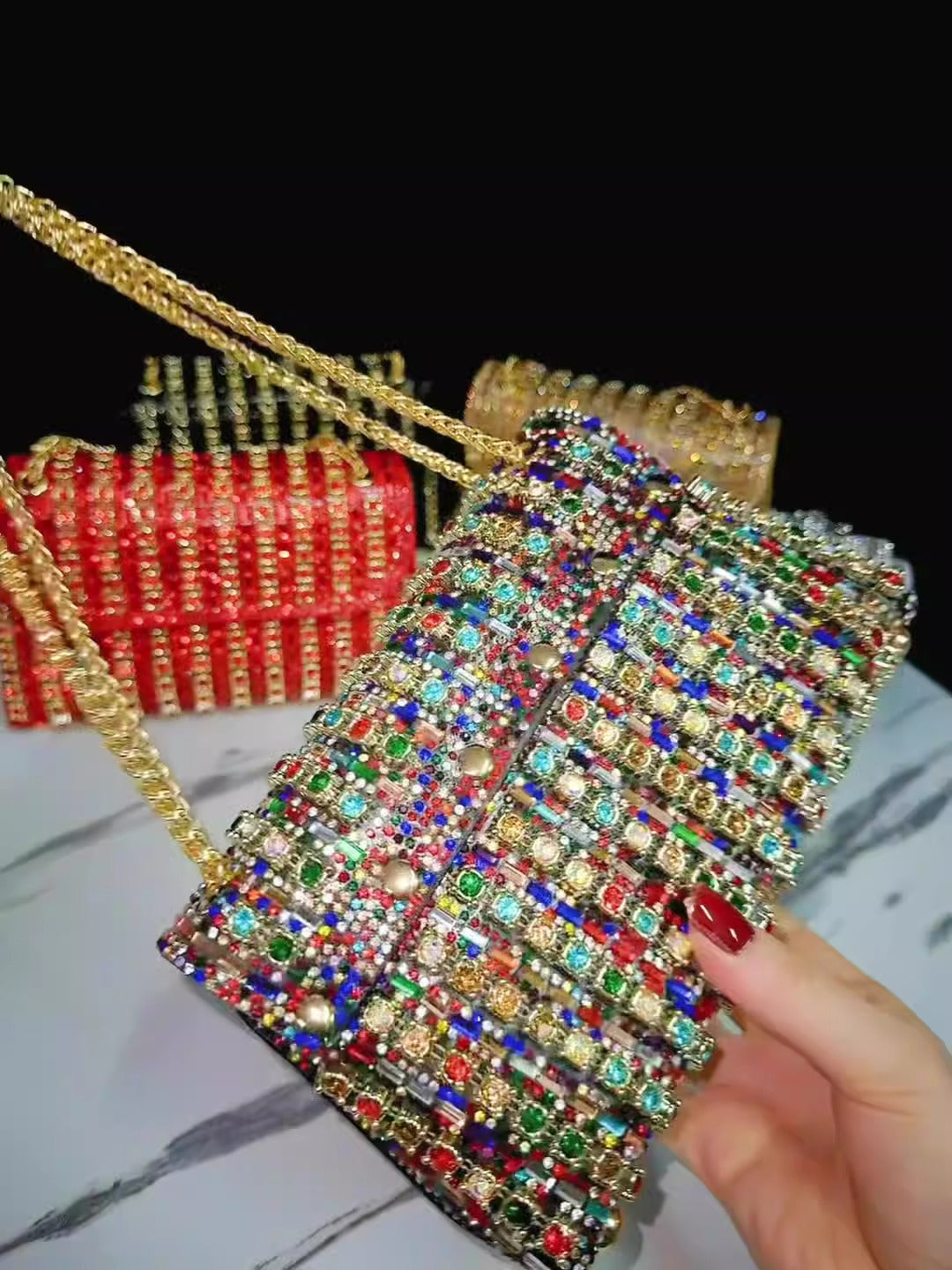 Elegant Women's Rhinestone Handbag Clutch Crossbody Bag Banquets Parties