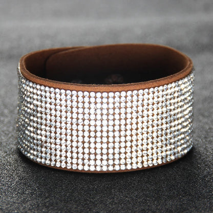 Crystal Bracelet Genuine Leather Bangles Women Jewellery Gemstone