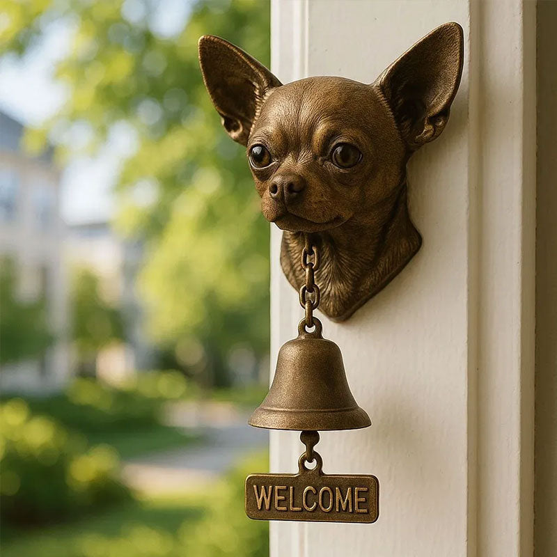 Antique Bulldog Dobermann Door Chime Wall Accessory Metal Merchant Signal Bell