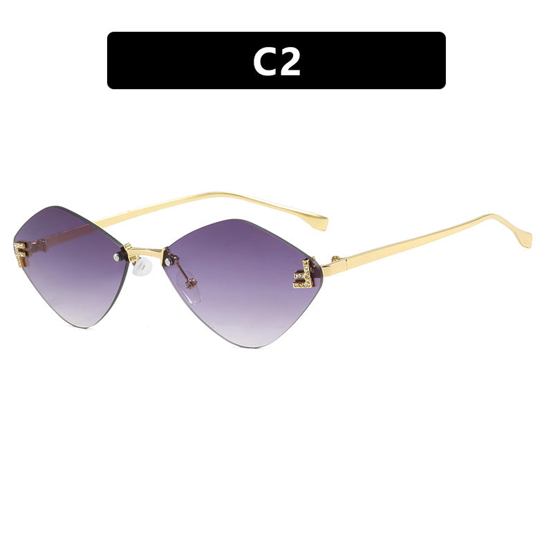 Diamond Shaped Frameless Sunglasses UV400 Scratch Resistant Lenses Sun Protection