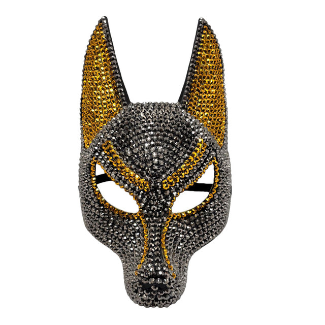 Full Face Anubis Mask Rhinestone Embellished Elastic Strap Halloween Masquerade