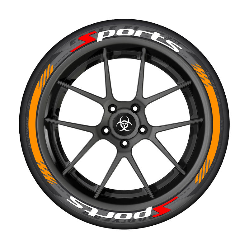 3D Sports Series Vehicle Tire Stickers Durable Rubber Weatherproof 33cm Long
