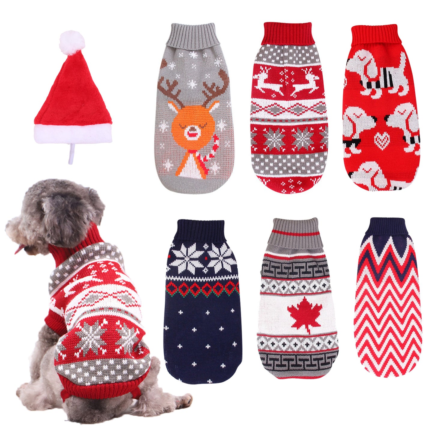 Christmas Dog Sweater Knitted Pet Jumper Warm Winter Clothes XS-2XL Dogs