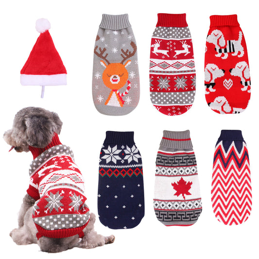 Christmas Dog Sweater Knitted Pet Jumper Warm Winter Clothes XS-2XL Dogs