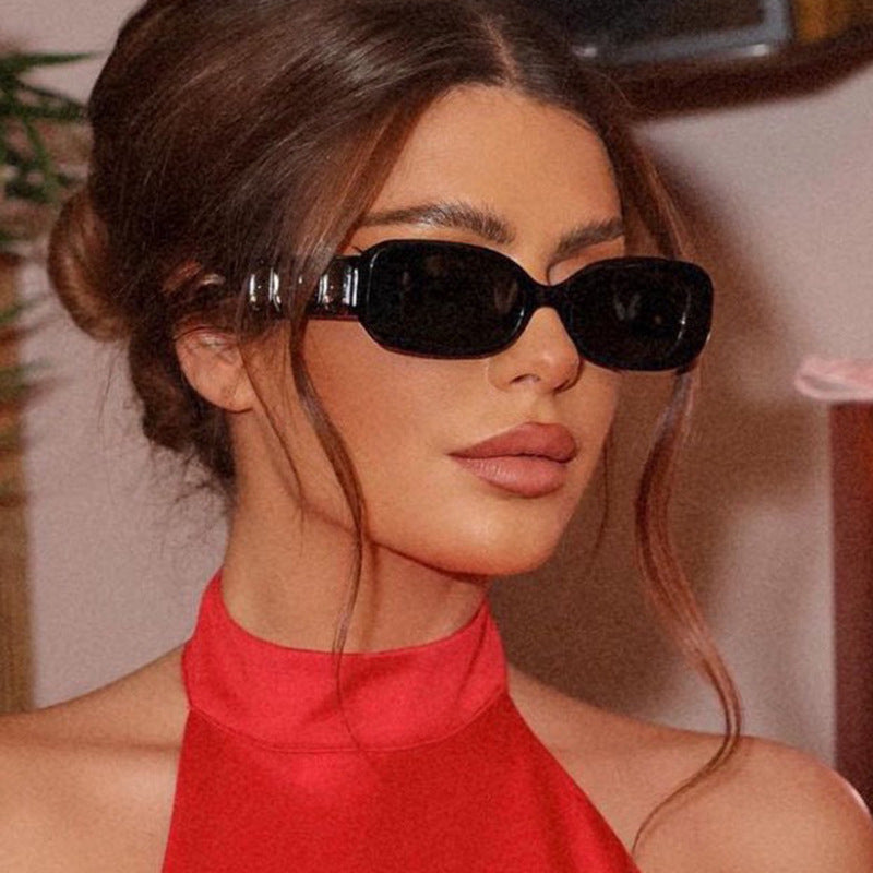 Square Frame Sunglasses Fashionable High-End Street Style UV Protection Women