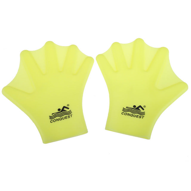 Adult Silicone Swimming Gloves Webbed Design Adjustable Strap Water Resistance