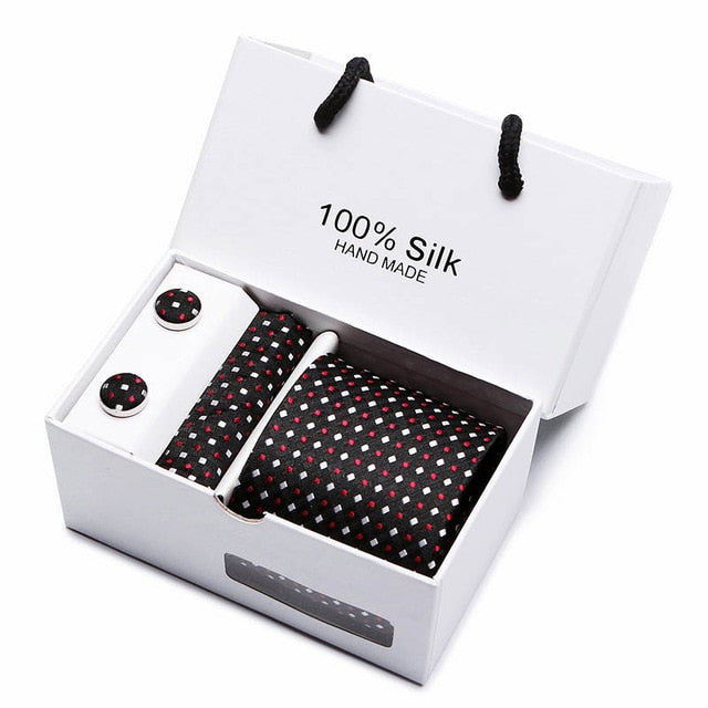 100% Silk 3pc Men's Plaid Tie Set Extra Long Woven Neck Ties Suit Gift Box