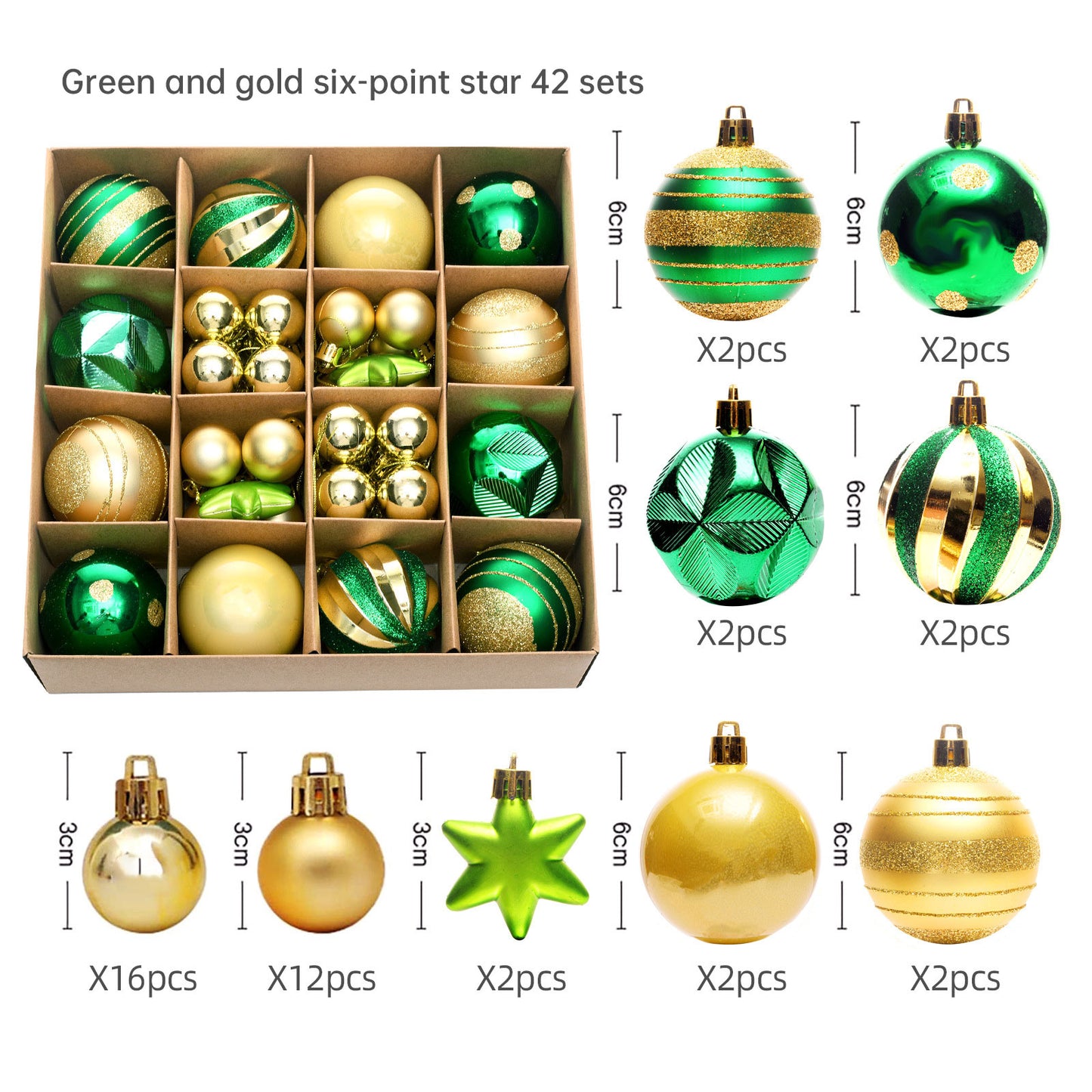 Christmas Tree Ornament Set Premium Bulk Pack Collection Assorted Designs Xmas