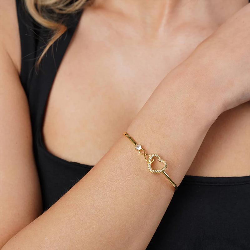 Crystal Heart Bracelet Zircon CZ Adjustable Chain Gold Silver Women Jewellery