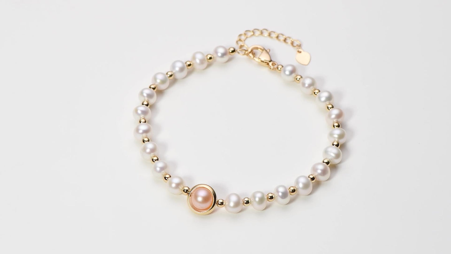 Elegant 14K Gold Plated Freshwater Pearl Bracelet Jewellery Premium