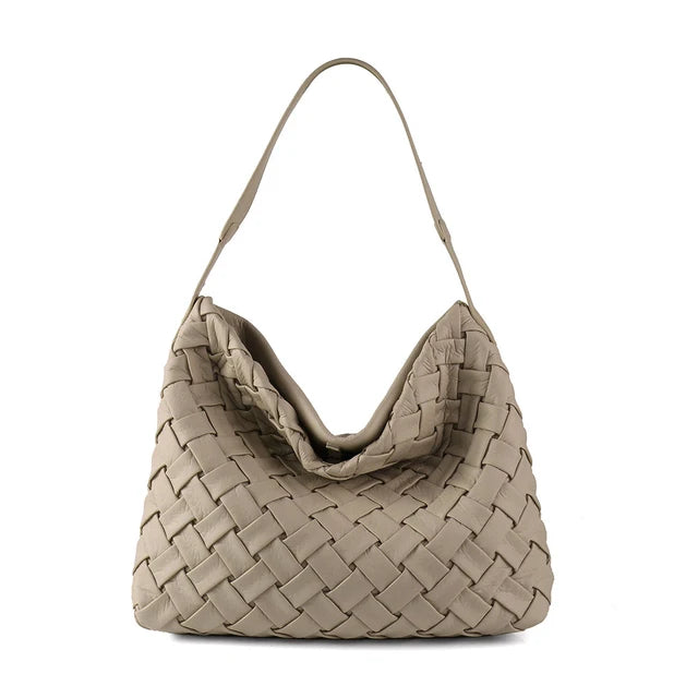 Woven PU Tote Bag - Large Capacity Shoulder Bag, Stylish Handbag for Women