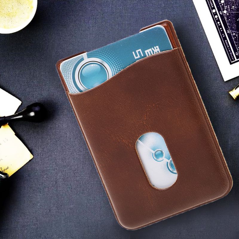 Leather Card Holder Sticker For Mobile Phone Back Pocket Wallet Case Black Brown