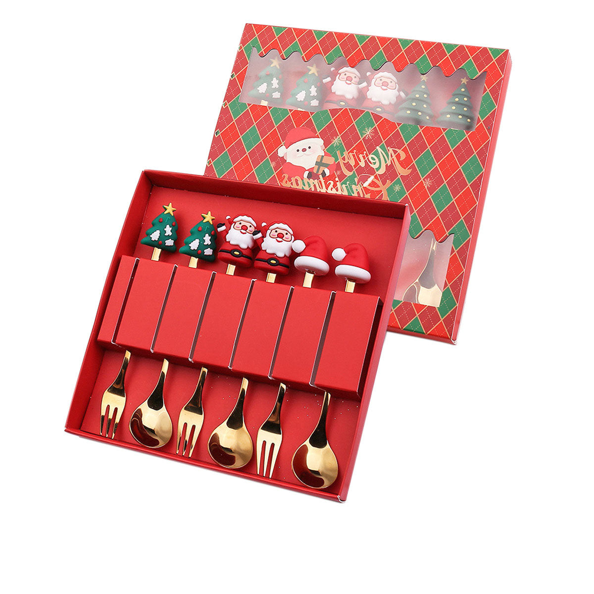 Christmas Gift Tableware Stainless Steel Coffee Spoon Dessert Spoon Fork Set