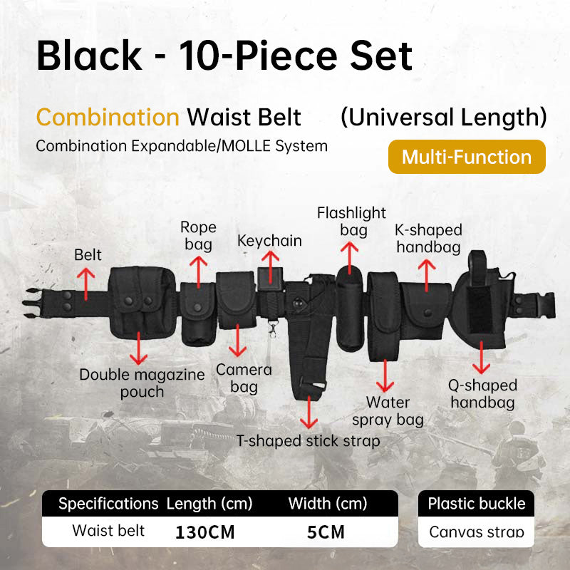Tactical Holster and Flashlight Pouch Set with MOLLE Duty Belt System 10 Piece