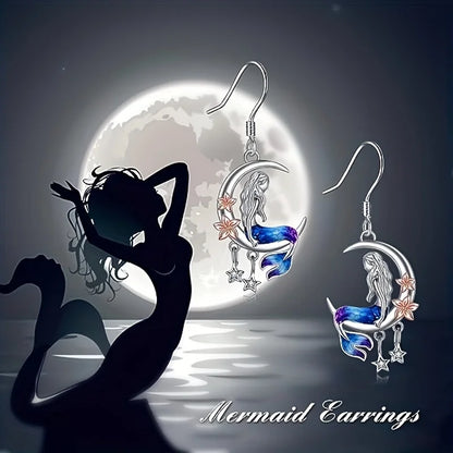 Silver Mermaid Earrings Jewelry Birthday Christmas Gifts for Women Girls