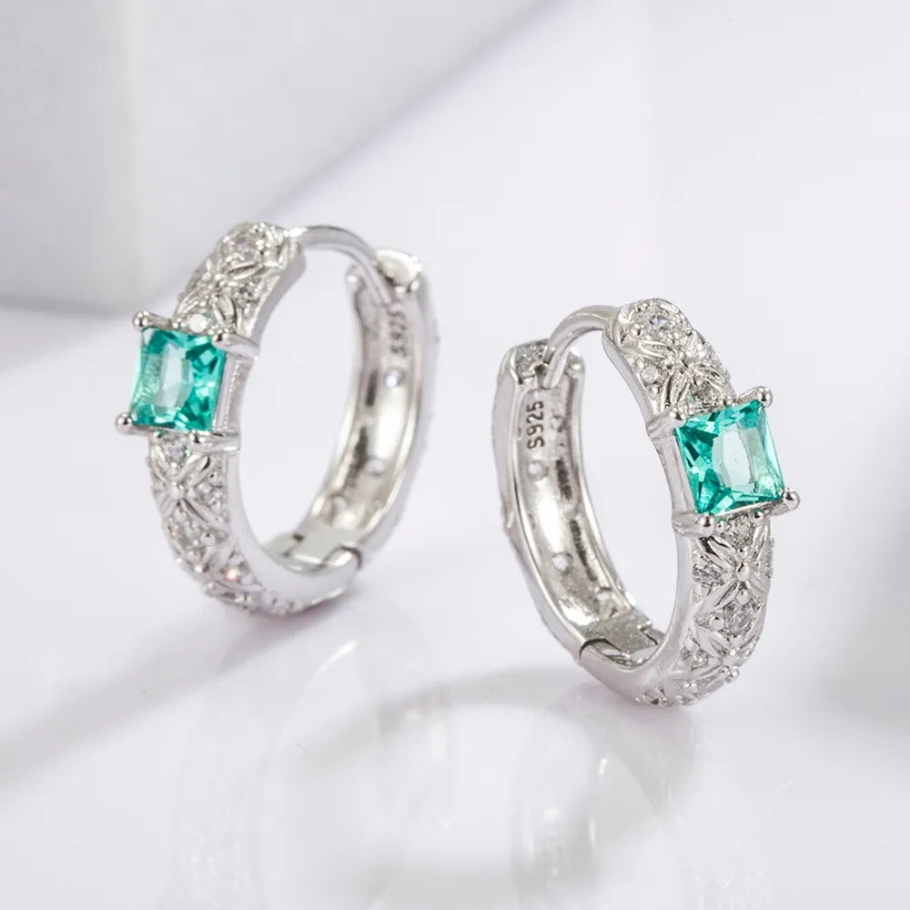 925 Sterling Silver Platinum Plated Hoop Earrings Versatile Women Jewellery