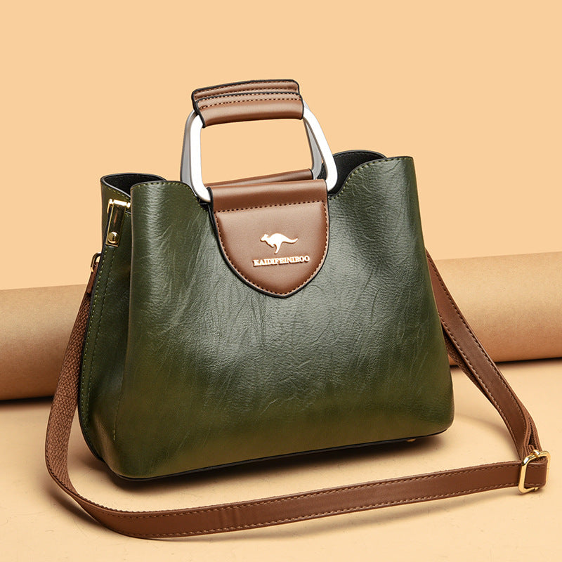 Medium Faux Leather Crossbody Bucket Bag Women Adjustable Shoulder Strap Handbag