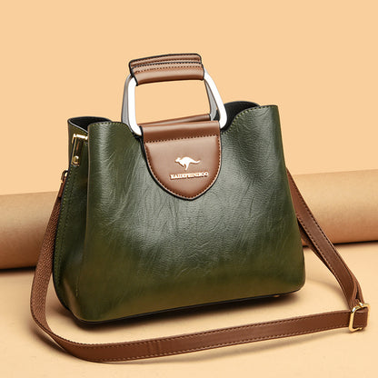 Medium Faux Leather Crossbody Bucket Bag Women Adjustable Shoulder Strap Handbag