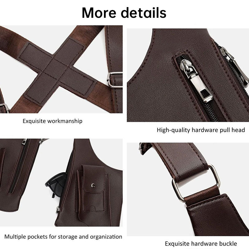 Faux Leather Underarm Sling Bag with Hidden Pocket Anti-Theft Adjustable Strap