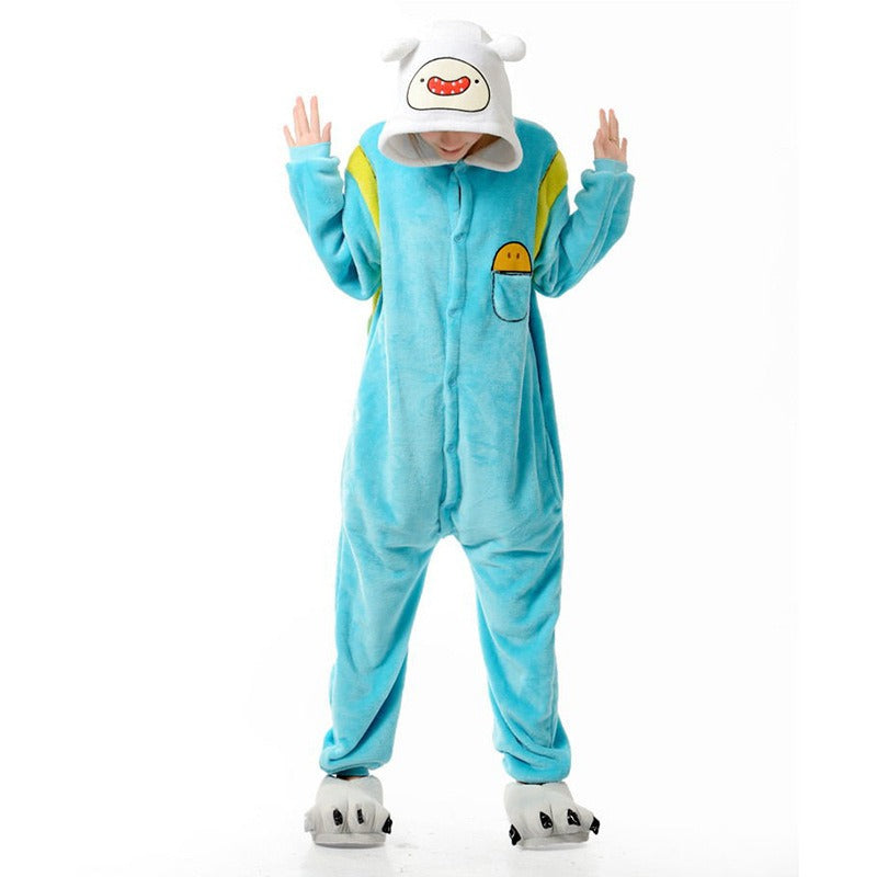 Unisex Cartoon Animal Jumpsuit Sleepwear Flannel Winter Warm Overall