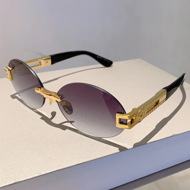 UV400 Protection Anti-Glare Frameless Oval Sunglasses for Women Outdoor Activity