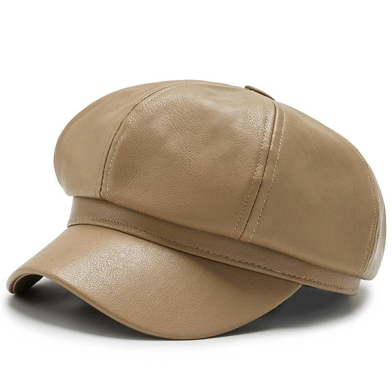 Faux Leather Hat Unisex Baker Boy Cap Newsboy Gatsby Cabbie Fashion Accessory