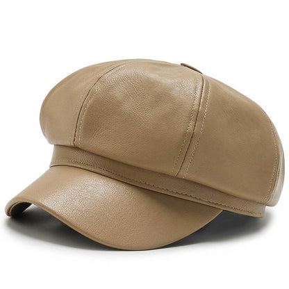 Faux Leather Hat Unisex Baker Boy Cap Newsboy Gatsby Cabbie Fashion Accessory