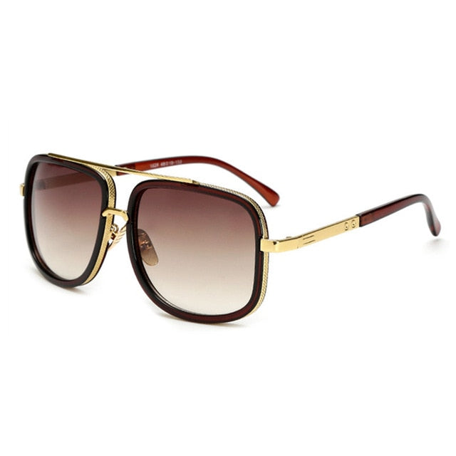 Mens Square Sunglasses Polarised Lens Lightweight Alloy Frame 65mm Protection