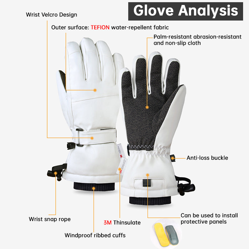 3M Thinsulate Lined Ski Gloves Waterproof Integrated Wrist Guards Pro Ski Gear