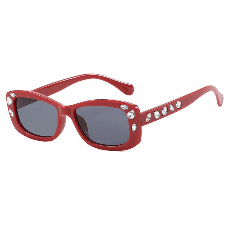 Women's Square Frame Sunglasses Diamond Inlaid UV400 Protection Stylish Eyewear