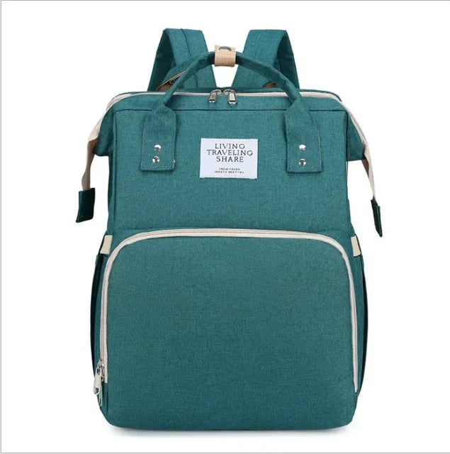 Baby Diaper Backpack Integrated Folding Crib Waterproof Spacious Travel Nappy Bag