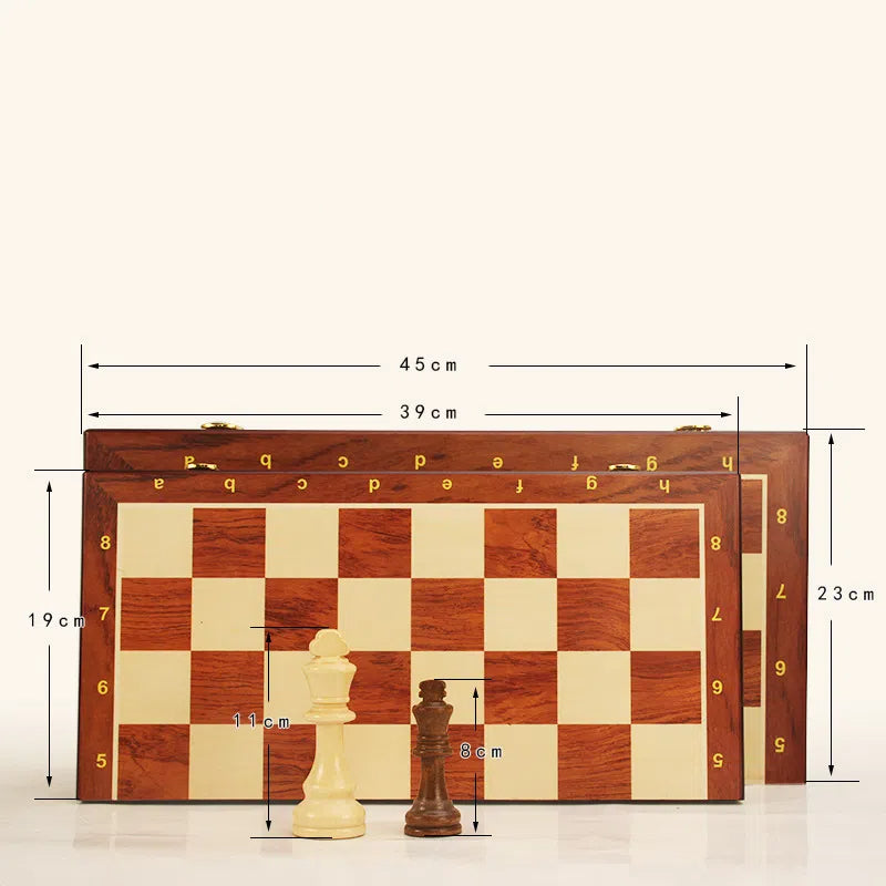 Magnetic Wooden Chess Set Travel Edition Foldable Strategy Board Learning Toy