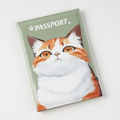 Animal Theme Leather Passport Holder Travel Essential for Cat and Dog Admirers