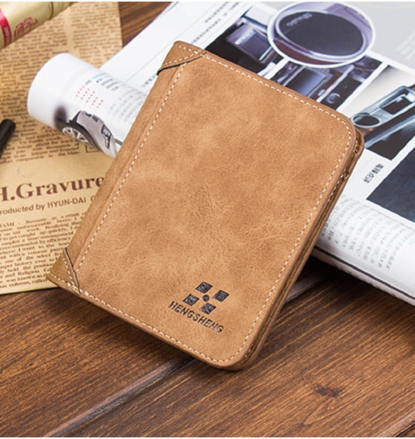 Men's Faux Leather Bifold Wallet Credit Card Slots Coin Pocket Secure Closure