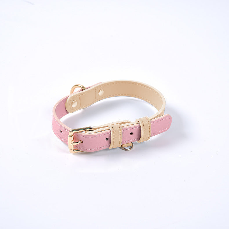 Genuine Leather Pet Dog Cat Collar Leash Dog Rope Chain Belt Pet Supplies